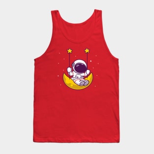 Cute Astronaut Swing On The Moon Tank Top